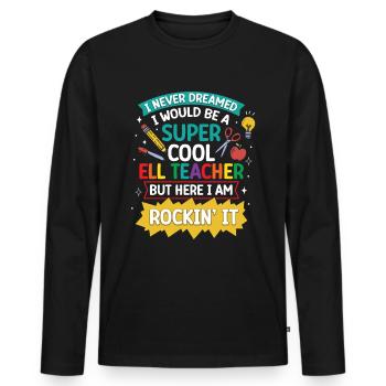 Englischlehrer Englischlerner ELL-Lehrer - Männer Premium Bio Langarmshirt - Schwarz - Vorne - Nico (187cm)