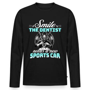 Dentist Smile Sarcasm Dentist - Men's Premium Organic Long Sleeve Shirt - black - Front - Nico (187cm)