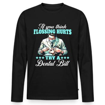 Dentiste Dentist - T-shirt manches longues Premium bio Homme - noir - Devant - Nico (187cm)