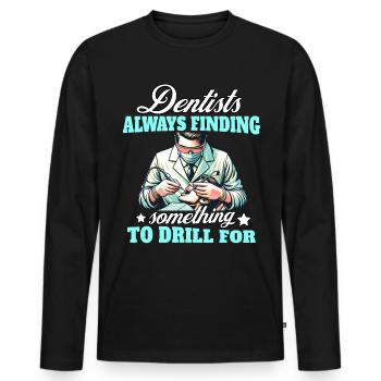Zahnarzt Zahnpflege Dentist - Männer Premium Bio Langarmshirt - Schwarz - Vorne - Nico (187cm)