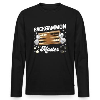Jeu de société Backgammon drôle - T-shirt manches longues Premium bio Homme - noir - Devant - Nico (187cm)
