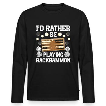Jeu de société Backgammon drôle - T-shirt manches longues Premium bio Homme - noir - Devant - Nico (187cm)