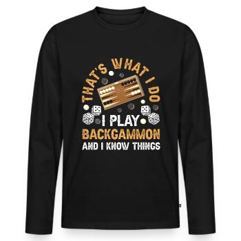 Jeu de société Backgammon drôle - T-shirt manches longues Premium bio Homme - noir - Devant - Nico (187cm)