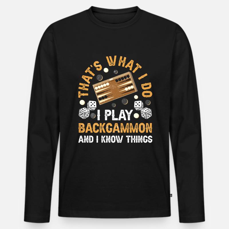Brettspiel Lustiges Backgammon - Männer Premium Bio Langarmshirt - Schwarz