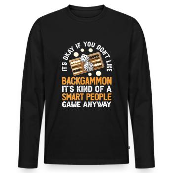 Jeu de société Backgammon drôle - T-shirt manches longues Premium bio Homme - noir - Devant - Nico (187cm)
