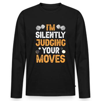 Jeu de société Backgammon drôle - T-shirt manches longues Premium bio Homme - noir - Devant - Nico (187cm)