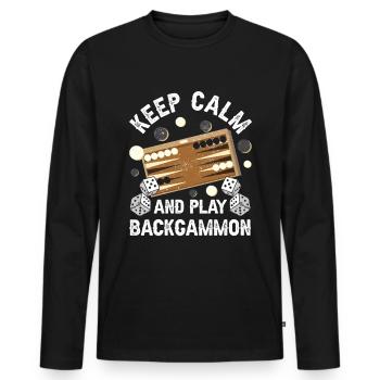 Jeu de société Backgammon drôle - T-shirt manches longues Premium bio Homme - noir - Devant - Nico (187cm)
