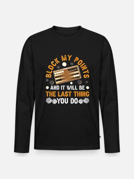 Board Game Funny Backgammon - Men's Premium Organic Long Sleeve Shirt - black