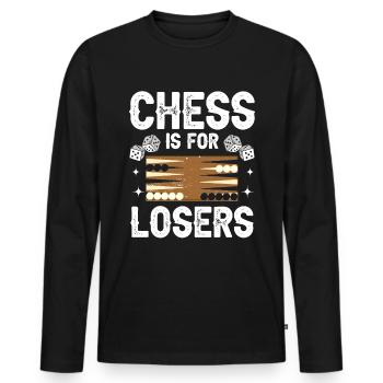 Jeu de société Backgammon drôle - T-shirt manches longues Premium bio Homme - noir - Devant - Nico (187cm)