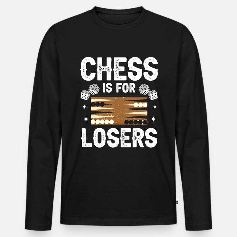 Board Game Funny Backgammon - Men's Premium Organic Long Sleeve Shirt - black