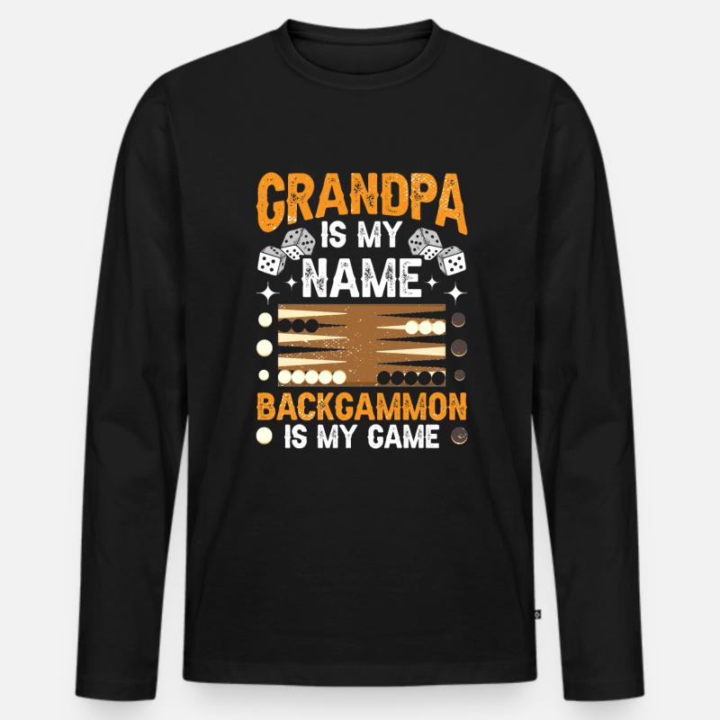 Board Game Funny Backgammon - Men's Premium Organic Long Sleeve Shirt - black