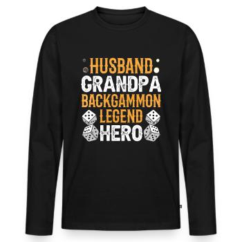 Jeu de société Backgammon drôle - T-shirt manches longues Premium bio Homme - noir - Devant - Nico (187cm)