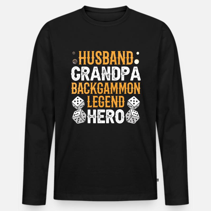 Board Game Funny Backgammon - Men's Premium Organic Long Sleeve Shirt - black
