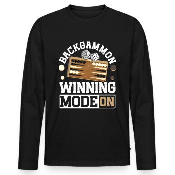 Jeu de société Backgammon drôle - T-shirt manches longues Premium bio Homme - noir - Devant - Nico (187cm)