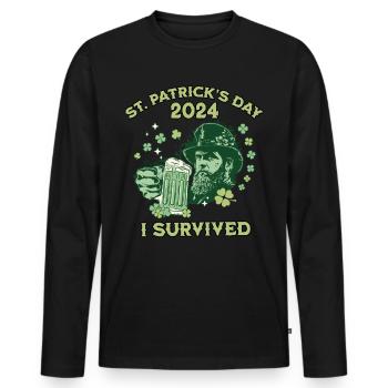 Fête de la Saint-Patrick 2024 - T-shirt manches longues Premium bio Homme - noir - Devant - Nico (187cm)