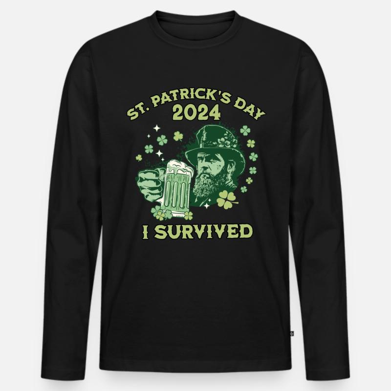 St. Patricks Day 2024 - Männer Premium Bio Langarmshirt - Schwarz
