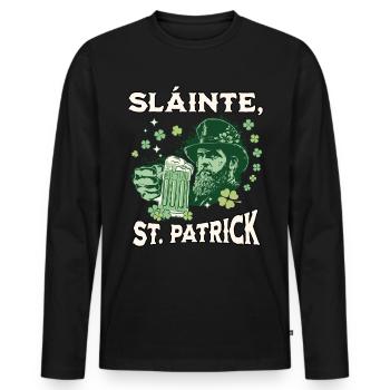 St. Patrick's Day Slainte - Men's Premium Organic Long Sleeve Shirt - black - Front - Nico (187cm)