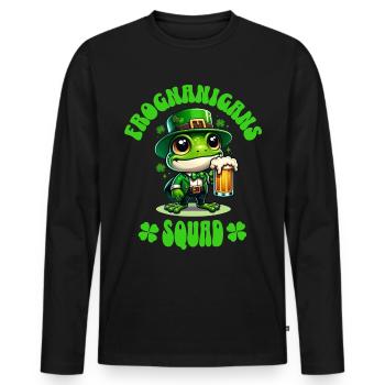 Grenouille de la Saint-Patrick - T-shirt manches longues Premium bio Homme - noir - Devant - Nico (187cm)