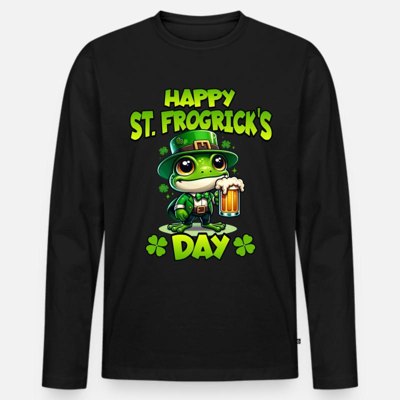 Frosch Patricks Day - Männer Premium Bio Langarmshirt - Schwarz