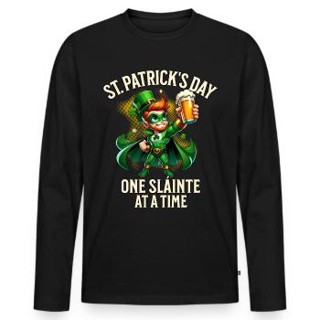 Fête de la Saint-Patrick - T-shirt manches longues Premium bio Homme - noir - Devant - Nico (187cm)