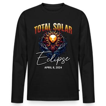 Solar Eclipse 2024 - Men's Premium Organic Long Sleeve Shirt - black - Front - Nico (187cm)