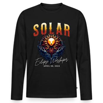 Solar Eclipse 2024 - Men's Premium Organic Long Sleeve Shirt - black - Front - Nico (187cm)