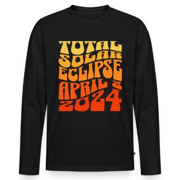 Solar Eclipse April 2024 - Men's Premium Organic Long Sleeve Shirt - black - Front - Nico (187cm)