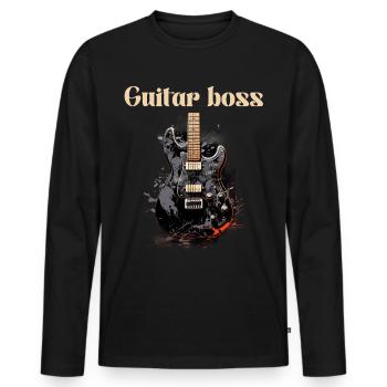 Guitar Gang Funny Quote Guitar Teacher - Men's Premium Organic Long Sleeve Shirt - black - Front - Nico (187cm)