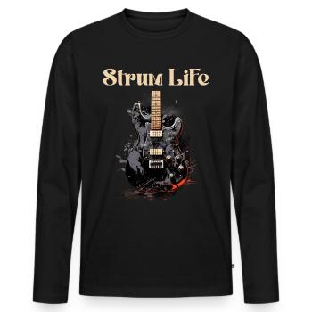 Strum Life Funny Quote Guitar Teacher - Men's Premium Organic Long Sleeve Shirt - black - Front - Nico (187cm)