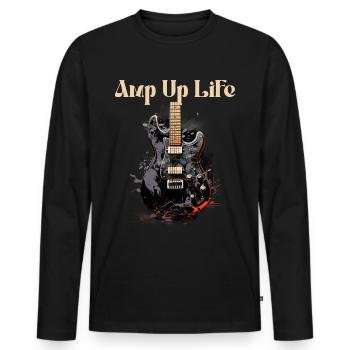 Amp Up Life Funny Guitar Teacher Zitat - Männer Premium Bio Langarmshirt - Schwarz - Vorne - Nico (187cm)