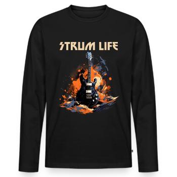 Strum Life Funny Quote Guitar Teacher - Men's Premium Organic Long Sleeve Shirt - black - Front - Nico (187cm)