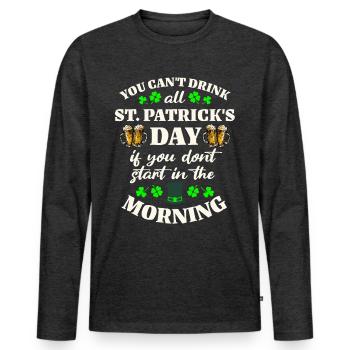 Bière de la Saint-Patrick - T-shirt manches longues Premium bio Homme - anthracite chiné - Devant - Nico (187cm)