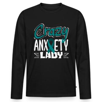 Teal Ribbon PTSD Stress Anxiety Disorder - Men's Premium Organic Long Sleeve Shirt - black - Front - Nico (187cm)