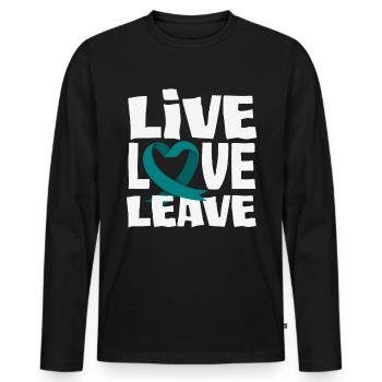 Teal Ribbon PTSD Stress Anxiety Disorder - Men's Premium Organic Long Sleeve Shirt - black - Front - Nico (187cm)