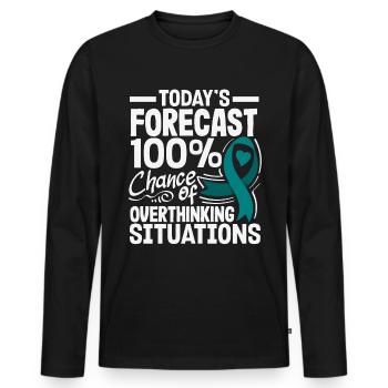 Teal Ribbon PTSD Stress Anxiety Disorder - Men's Premium Organic Long Sleeve Shirt - black - Front - Nico (187cm)