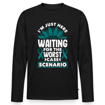 Teal Ribbon PTSD Stress Anxiety Disorder - Men's Premium Organic Long Sleeve Shirt - black - Front - Nico (187cm)