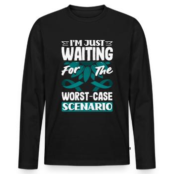 Teal Ribbon PTSD Stress Anxiety Disorder - Men's Premium Organic Long Sleeve Shirt - black - Front - Nico (187cm)