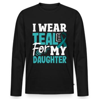 Teal Ribbon PTSD Stress Anxiety Disorder - Men's Premium Organic Long Sleeve Shirt - black - Front - Nico (187cm)