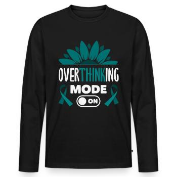 Teal Ribbon PTSD Stress Anxiety Disorder - Men's Premium Organic Long Sleeve Shirt - black - Front - Nico (187cm)
