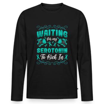 Teal Ribbon PTSD Stress Anxiety Disorder - Men's Premium Organic Long Sleeve Shirt - black - Front - Nico (187cm)