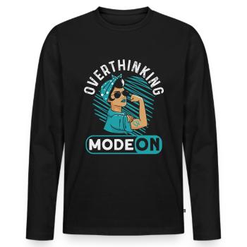 Teal Ribbon PTSD Stress Anxiety Disorder - Men's Premium Organic Long Sleeve Shirt - black - Front - Nico (187cm)