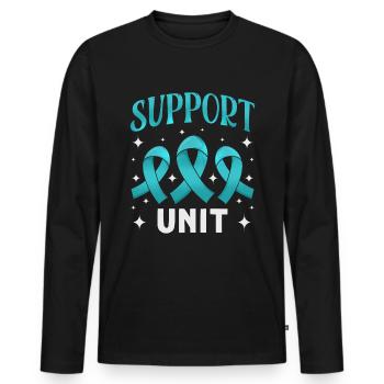 Teal Ribbon PTSD Stress Anxiety Disorder - Men's Premium Organic Long Sleeve Shirt - black - Front - Nico (187cm)