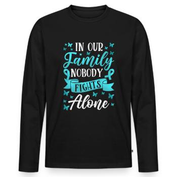 Teal Ribbon PTSD Stress Anxiety Disorder - Men's Premium Organic Long Sleeve Shirt - black - Front - Nico (187cm)