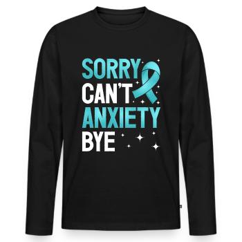 Teal Ribbon PTSD Stress Anxiety Disorder - Men's Premium Organic Long Sleeve Shirt - black - Front - Nico (187cm)