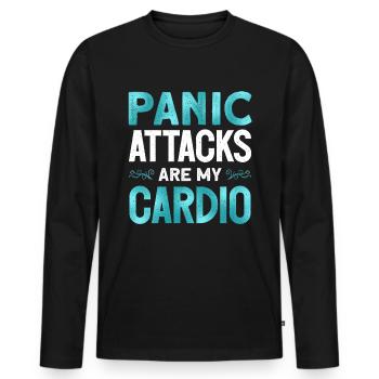 Teal Ribbon PTSD Stress Anxiety Disorder - Men's Premium Organic Long Sleeve Shirt - black - Front - Nico (187cm)