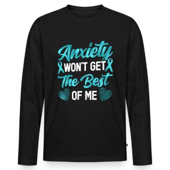 Teal Ribbon PTSD Stress Anxiety Disorder - Men's Premium Organic Long Sleeve Shirt - black - Front - Nico (187cm)