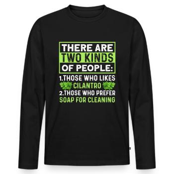 Coriander Day Coriander Hater Coriander - Men's Premium Organic Long Sleeve Shirt - black - Front - Nico (187cm)