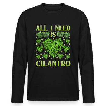 Coriander Day Coriander Hater Coriander - Men's Premium Organic Long Sleeve Shirt - black - Front - Nico (187cm)