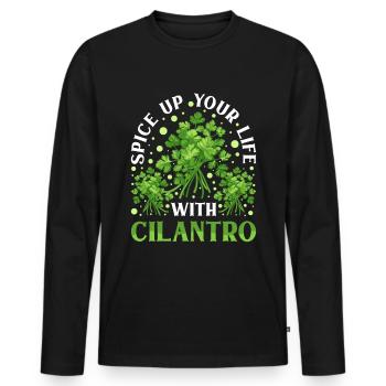 Coriander Day Coriander Hater Coriander - Men's Premium Organic Long Sleeve Shirt - black - Front - Nico (187cm)