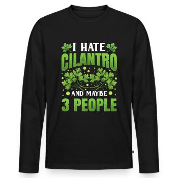 Coriander Day Coriander Hater Coriander - Men's Premium Organic Long Sleeve Shirt - black - Front - Nico (187cm)